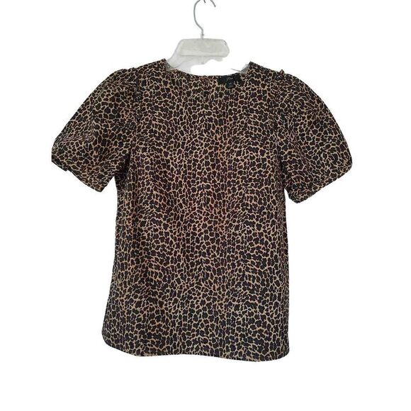 J. Crew Blouse size XS leopard print short sleeves - Picture 1 of 10